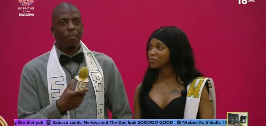 Mmeli and Thandeka at the Big Brother Mzansi 2026 week 5 wager