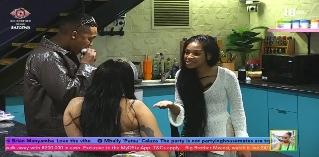Thandeka speaking to bravo B and Trixie