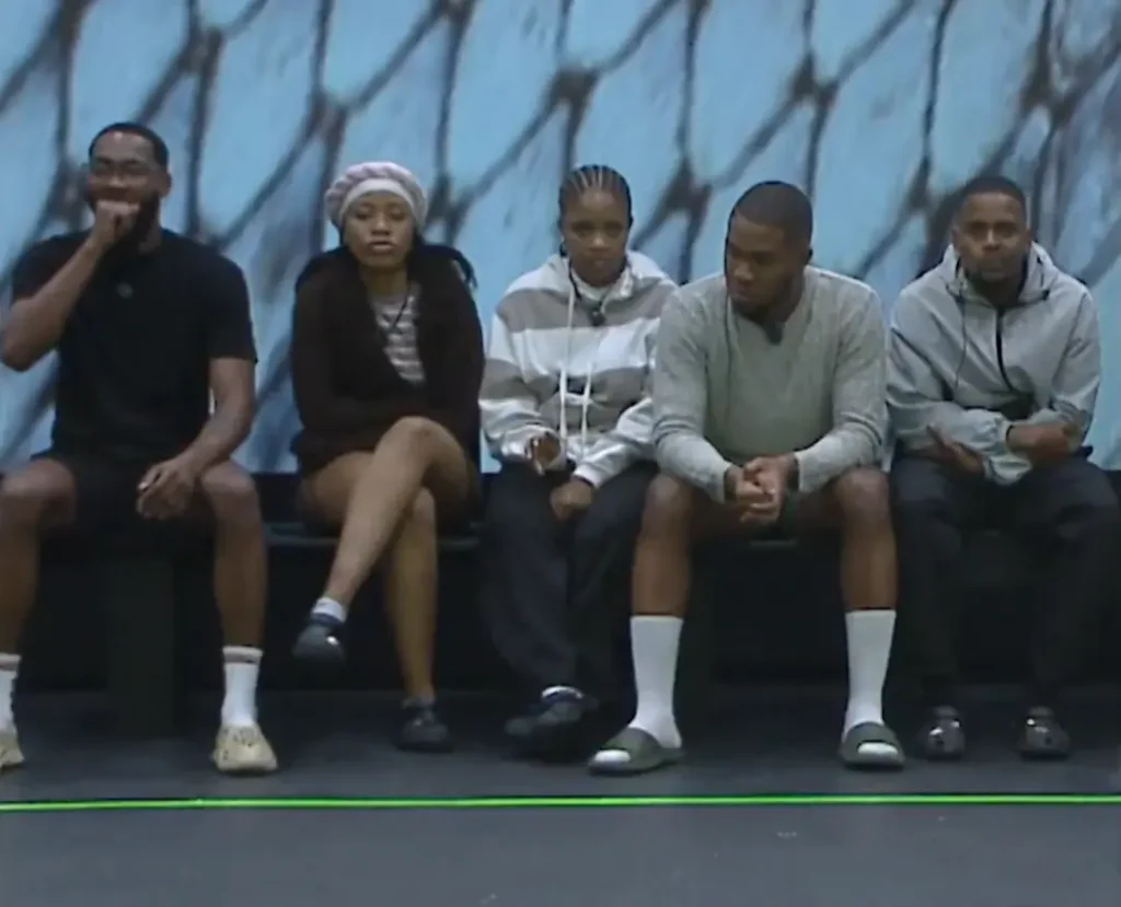 Bazozwa housemates waiting to start the head of house challenge